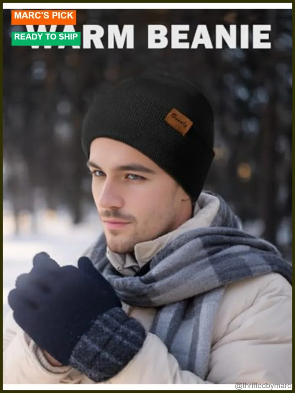 Knit Winter Beanie Hat for Men Women, Warm Skull Stocking Cap, Striped Cuffed